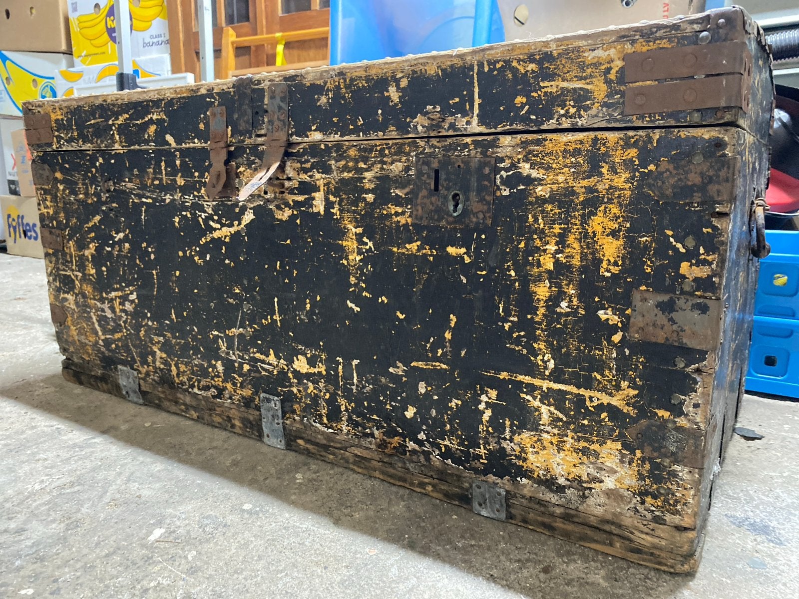 Antieke houten kist - Vintage opslagkist, Ophalen