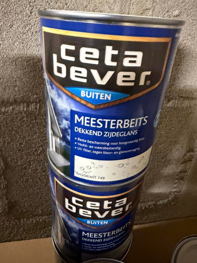 Cetabever dekkende beits ivoorwit 0,75l en 1,25liter, Ophalen of Verzenden, Nieuw