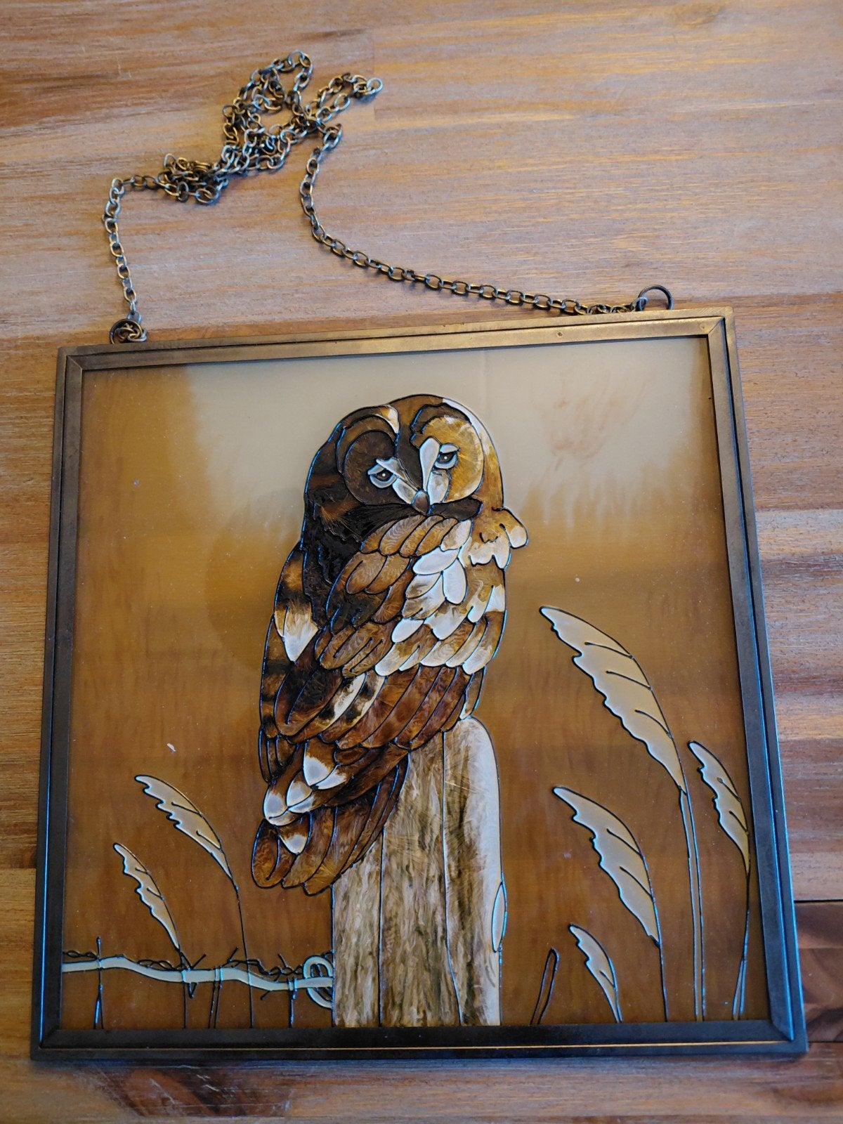 Glas in lood Uil 26x26cm, Ophalen
