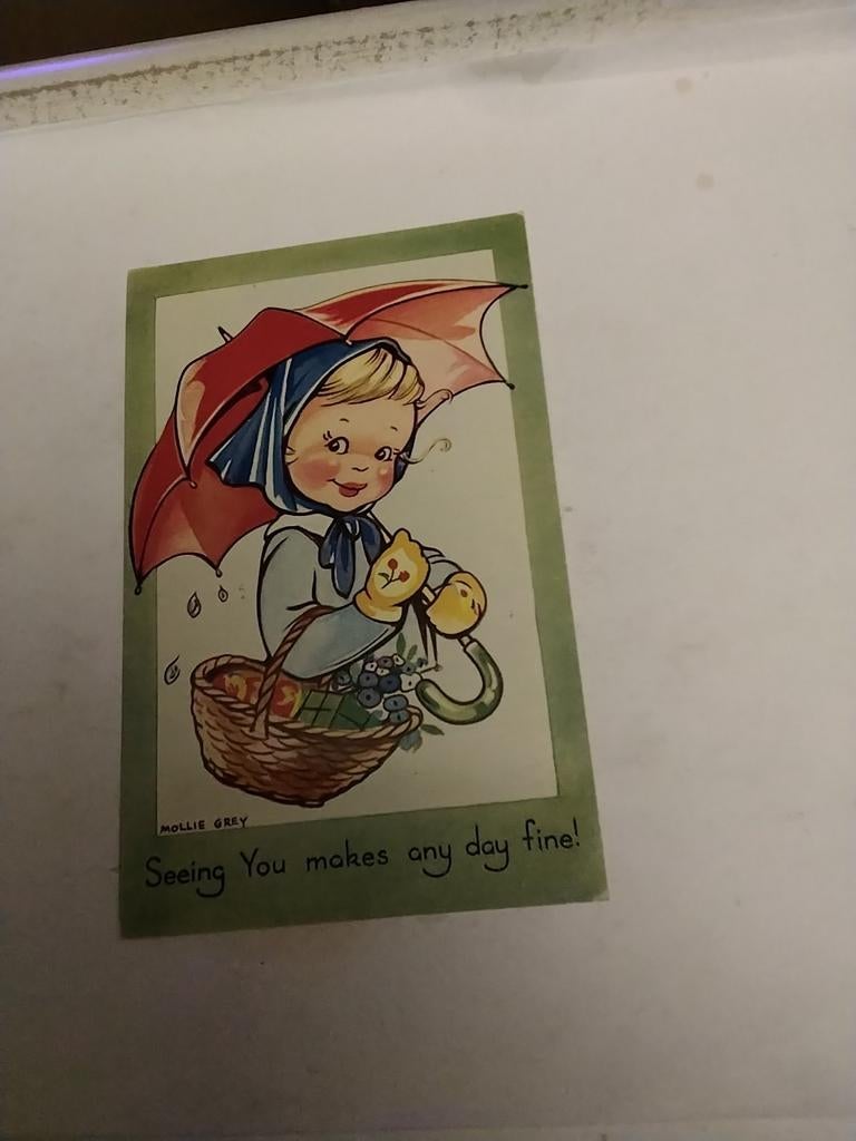 MOLLY GREY /  MEISJE ONDER PARAPLU, Ophalen of Verzenden, Voor 1920, Kinderen