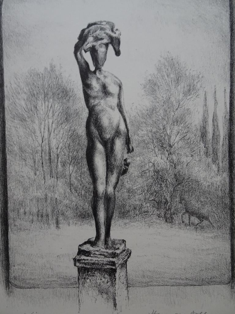 Litho standbeeld van naakte vrouw eigen druk Hans van Dokkum, Antiek en Kunst, Kunst | Etsen en Gravures, Verzenden
