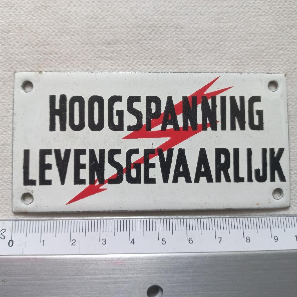 emaille bord Hoogspanning Levensgevaarlijk, Verzenden, Zo goed als nieuw, Reclamebord