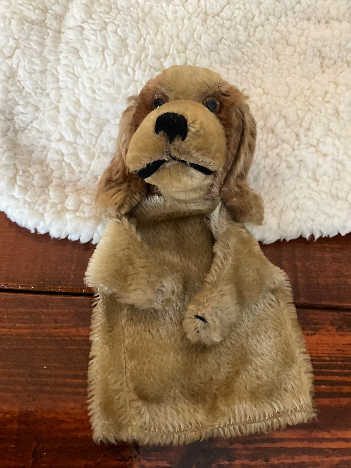 Antieke hand pop van steiff van een hond, Ophalen of Verzenden