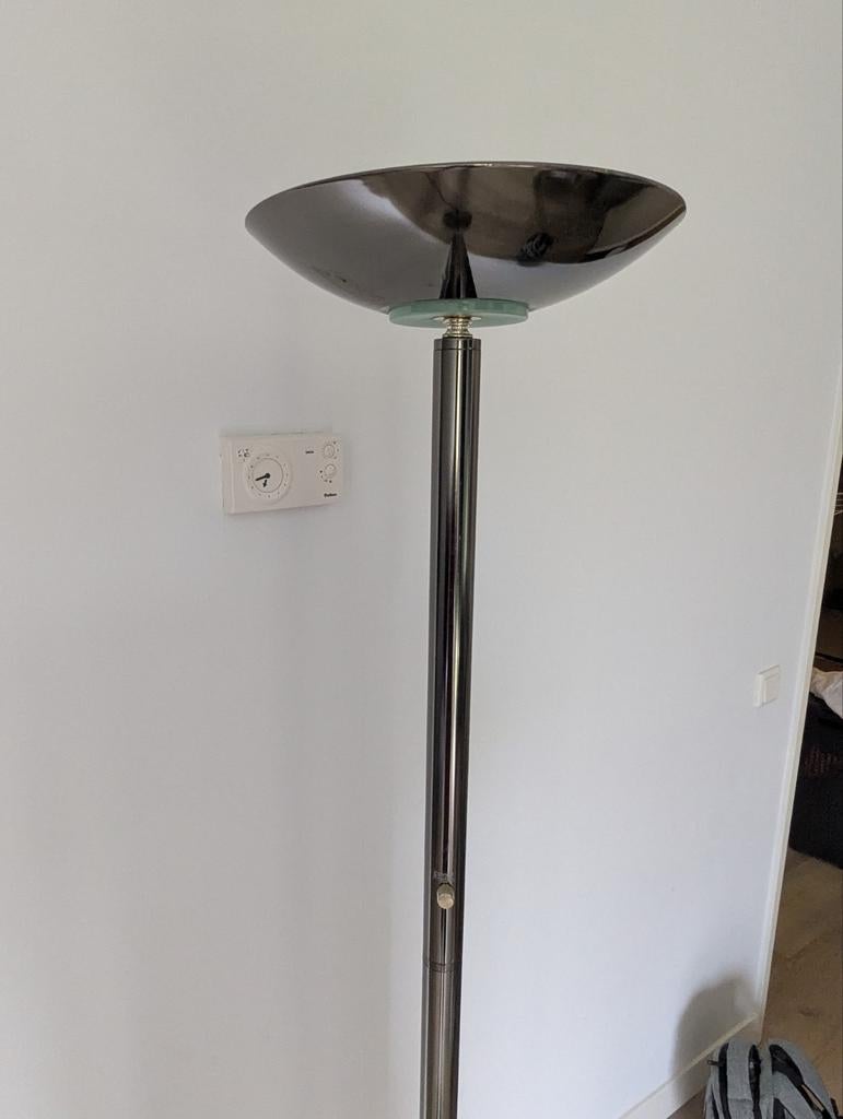 Vintage halogeen uplighter vloerlamp met dimmer, Ophalen, Gebruikt, Vintage, Metaal