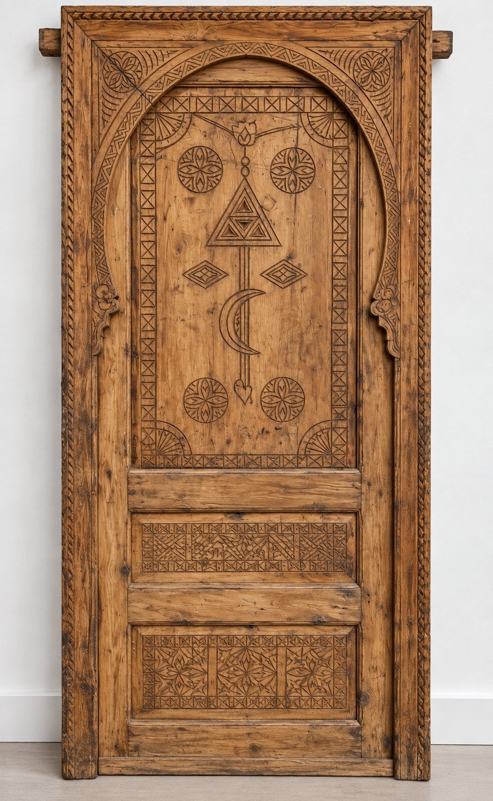 Unieke handbewerkte houten deur 212x91 cm, scharnieren links, Ophalen