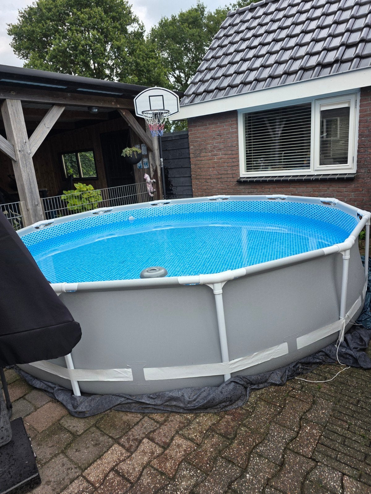 Opzetzwembad met filterpomp - Zo goed als nieuw, Tuin en Terras, Ophalen, 80 tot 120 cm, Rond, 300 cm of meer