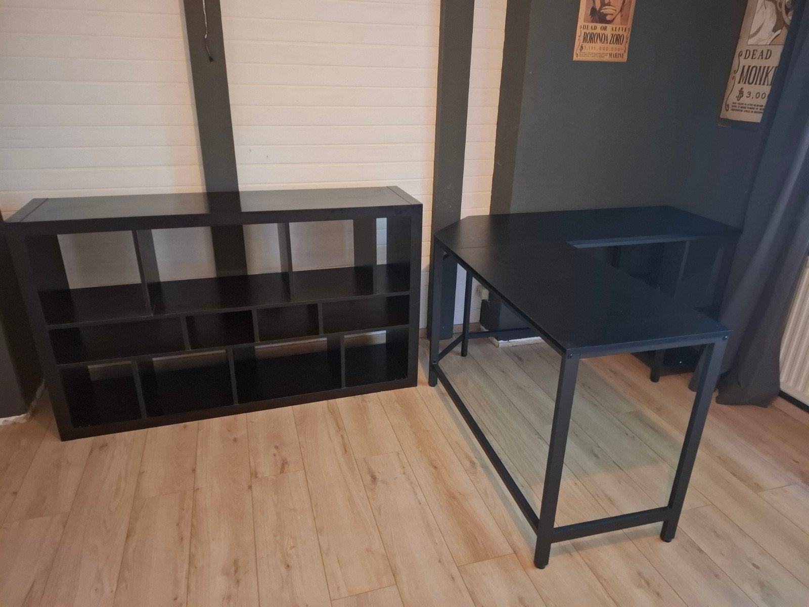 Zwart hoekbureau met vakkenkast, Ophalen, Gebruikt, Hoekbureau, Overige merken