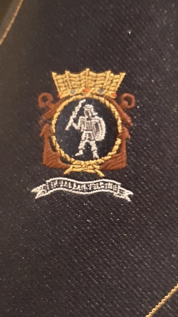 Koninklijke Marine stropdas Hr. Ms. Karel Doorman geel, Ophalen of Verzenden, Marine, Nederland, Kleding of Schoenen
