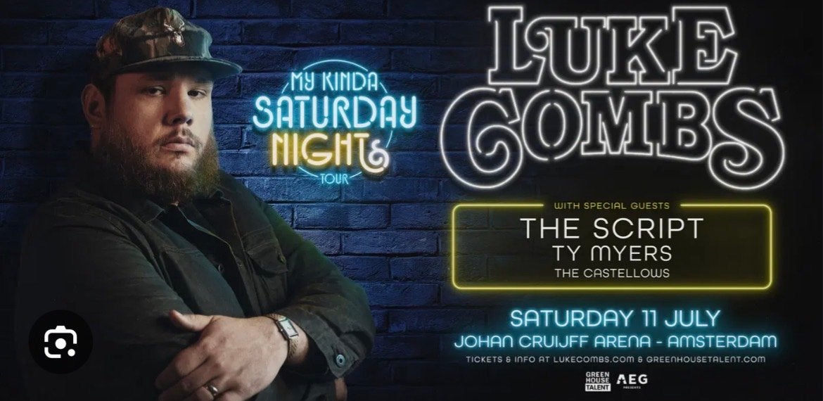 1x Staplaats ticket luke combs, Twee personen, Juli