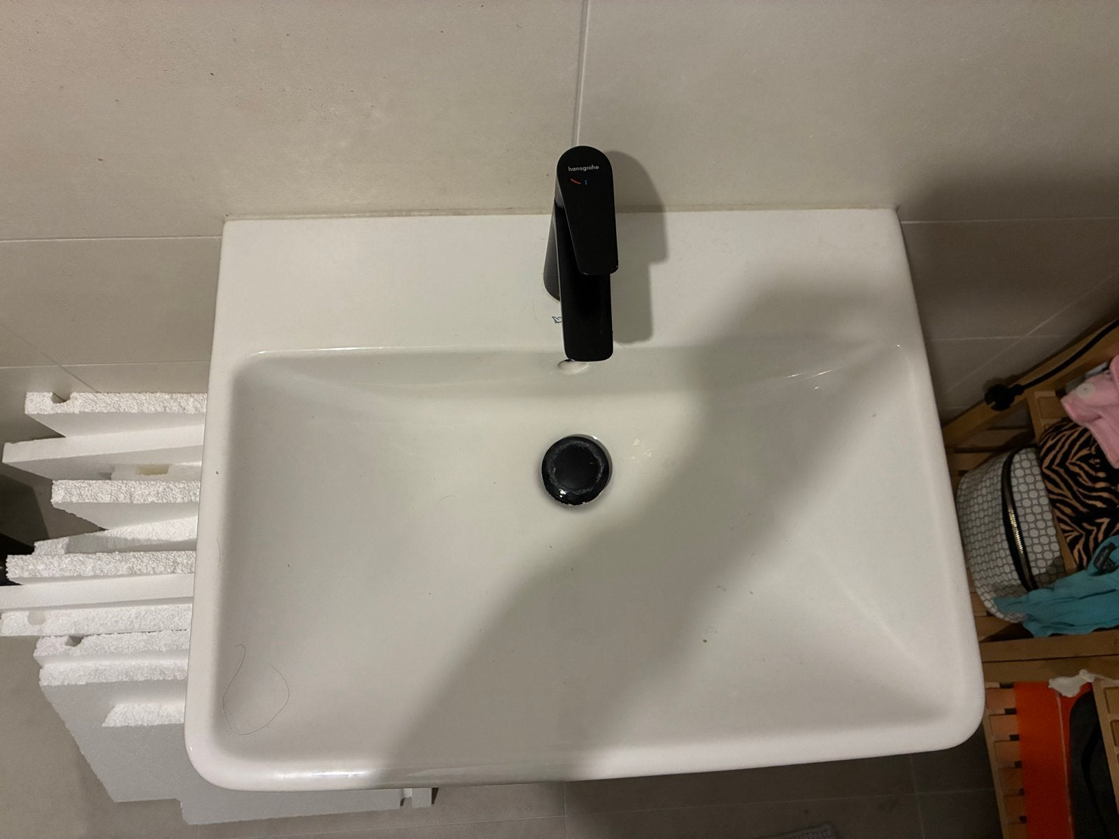 Duravit wastafel met Hansgrohe kraan en sifon, Ophalen, Gebruikt, Chroom, Wastafel
