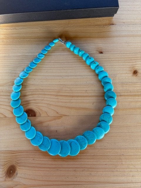Lotus nieuwe turquoise ketting, Sieraden, Tassen en Uiterlijk, Kettingen, Nieuw, Steen of Mineraal, Met edelsteen, Verzenden