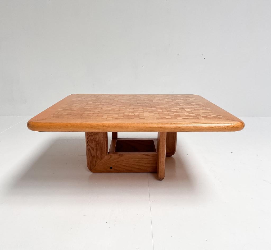 Beukenhouten mozaïek ingelegde salontafel, 1970’s, Tranekaer, Gebruikt, 50 tot 100 cm, Design