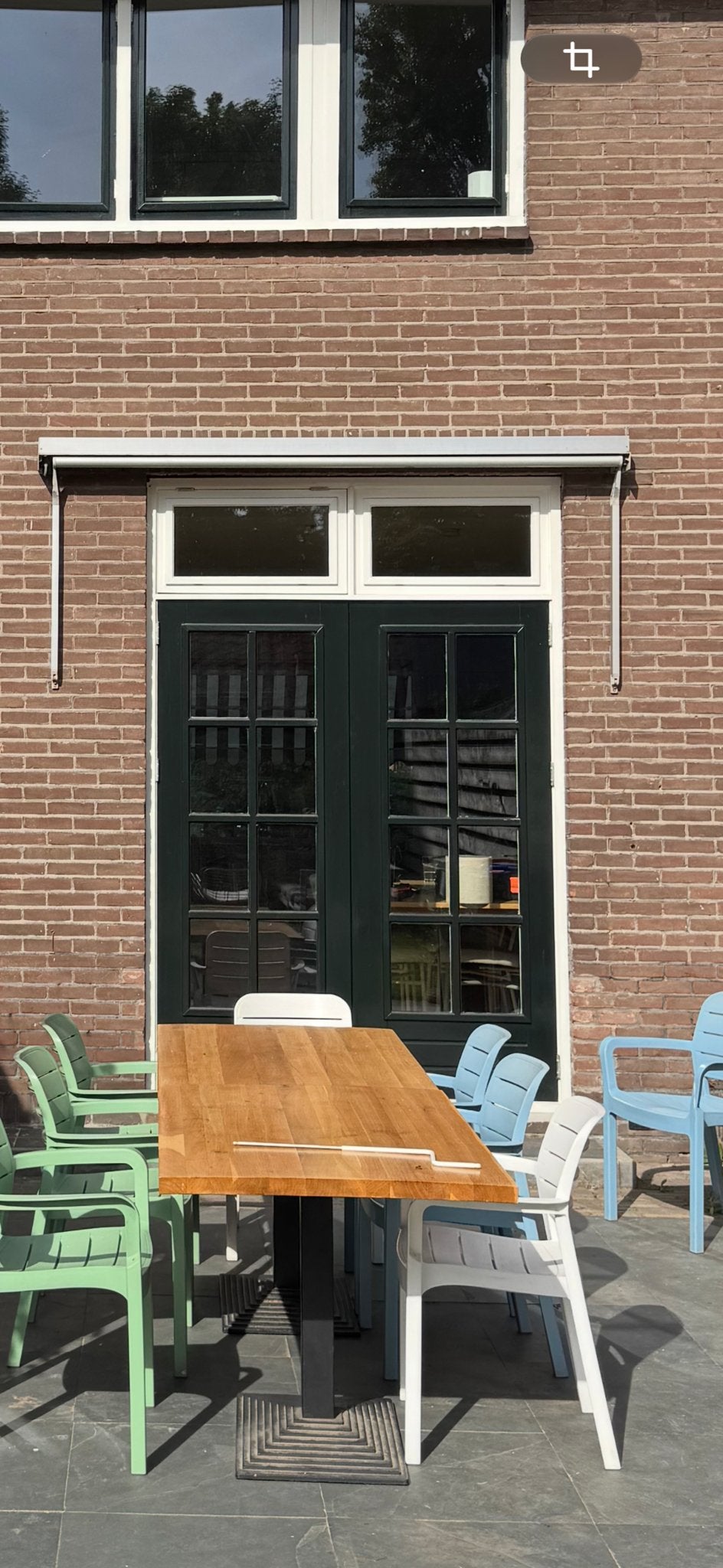 Openslaande deuren met raampjes en kozijn, Ophalen, Gebruikt, 120 cm of meer, Buitendeur