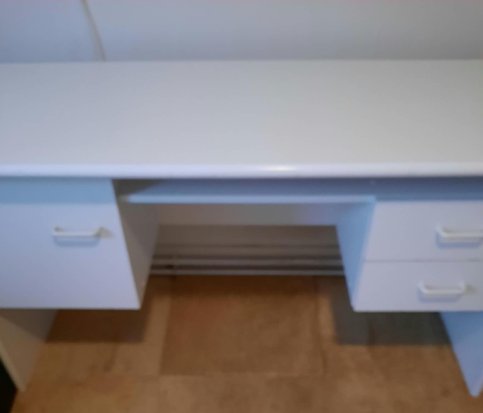 Bureau wit met twee lades en kastje, Ophalen of Verzenden, Gebruikt, Kinderbureau