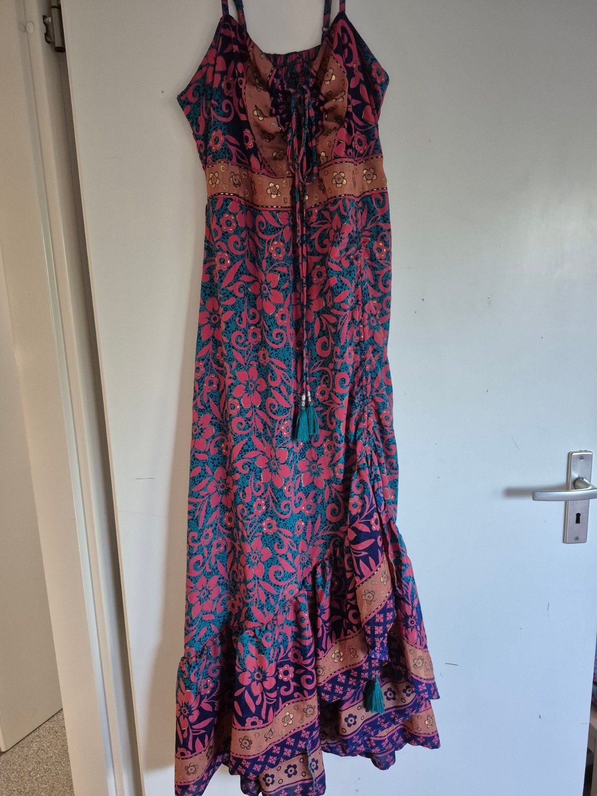 Boho jurk met bloemenprint, maat S/M, Kleding | Dames, Zo goed als nieuw, Maat 36 (S), Onder de knie, Meerkleurig