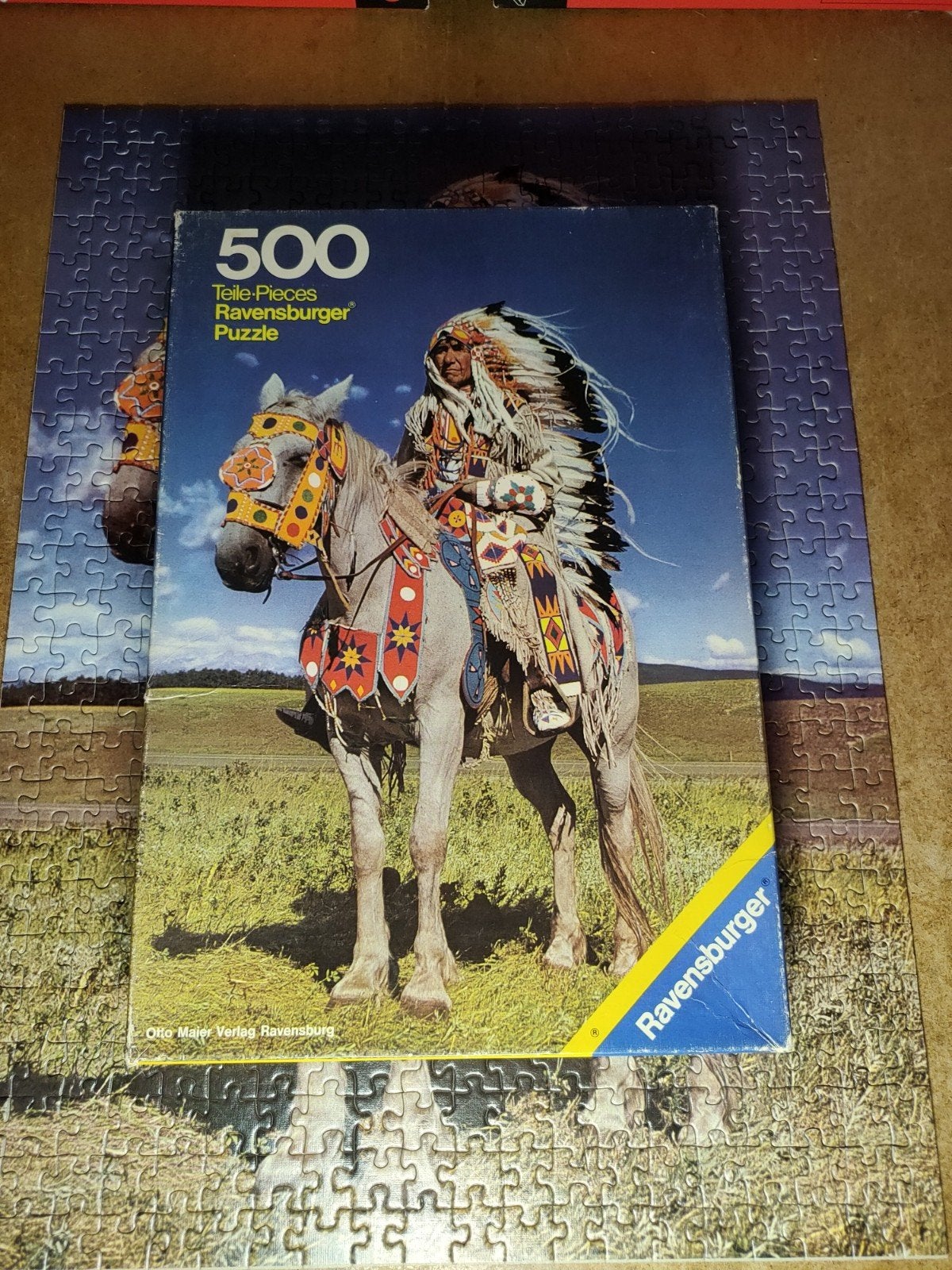 Ravensburger puzzel 500 stukjes Indianenopperhoofd, Ophalen of Verzenden, 500 t/m 1500 stukjes, Zo goed als nieuw, Legpuzzel