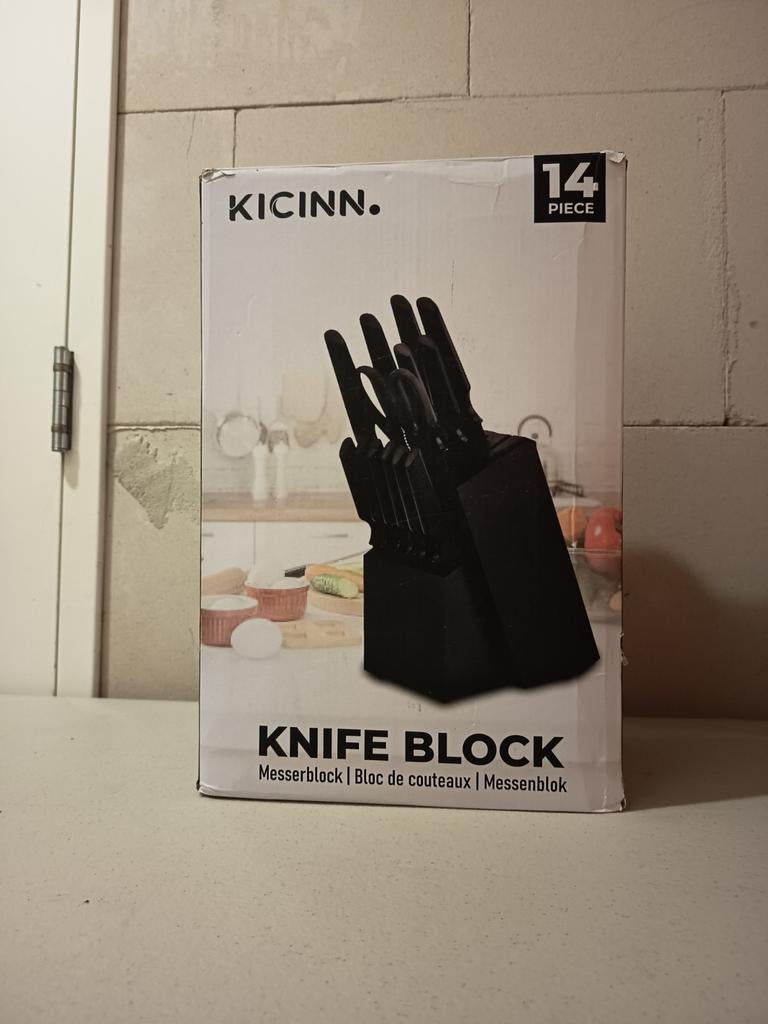 KICINN Messenblok 14-delig - Nieuw in doos, Huis en Inrichting, Keuken | Bestek, Ophalen of Verzenden, Nieuw, Rvs of Chroom, Los bestek