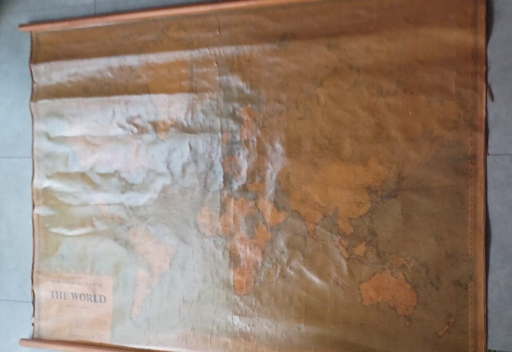 Vintage antieke wereldkaart Philips World New commercial, Ophalen, Aardrijkskunde