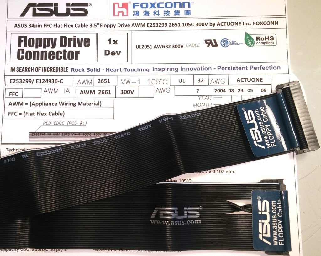 ASUS Floppy Kabel FFC Flat Flex Cable FDD P ATA 1dev 34pin, Computers en Software, Pc- en Netwerkkabels, Nieuw, Ophalen of Verzenden