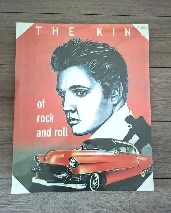 Elvis Presley canvas schilderij wanddecoratie 45x55 cm, 55 cm, Rood, Nieuw, Ophalen of Verzenden