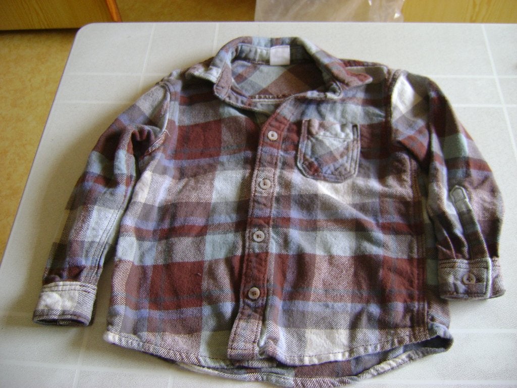 flanellen blauw/bruin/wit geruit overhemd maat 98/104  hema, Ophalen of Verzenden, Zo goed als nieuw, Shirt of Longsleeve, Hema