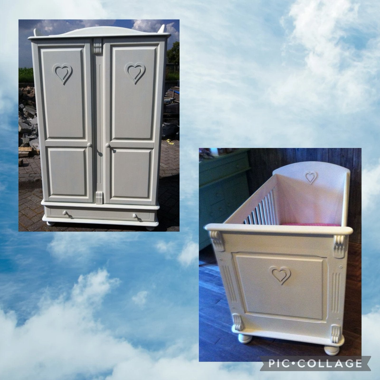 Brocante kledingkast en kedikant., Ophalen, Zo goed als nieuw