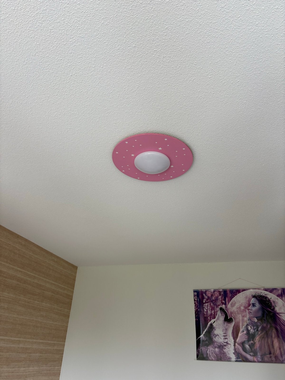 Roze plafondlamp met sterren, Huis en Inrichting, Ophalen, Kunststof, Gebruikt, Roze