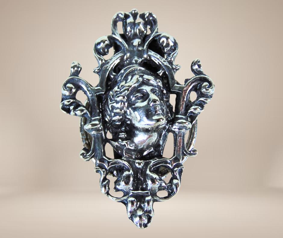 Prachtige ART NOUVEAU verzilverde sjaalklem kledingclip!, Verzenden, Overige materialen, Broche