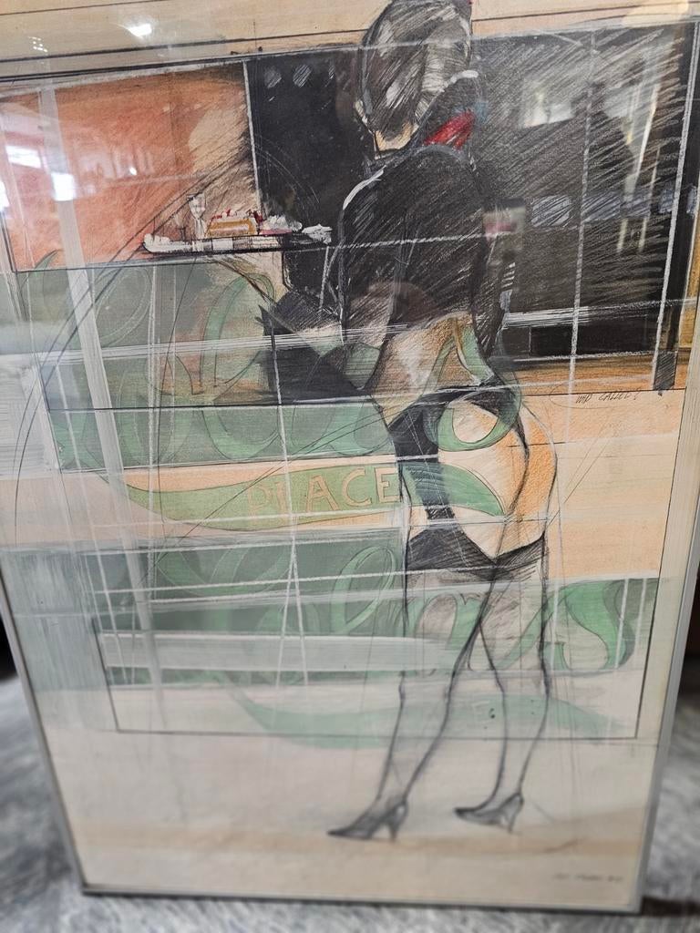 Ingelijste tekening Stef Fridae '91, Antiek en Kunst, Ophalen of Verzenden