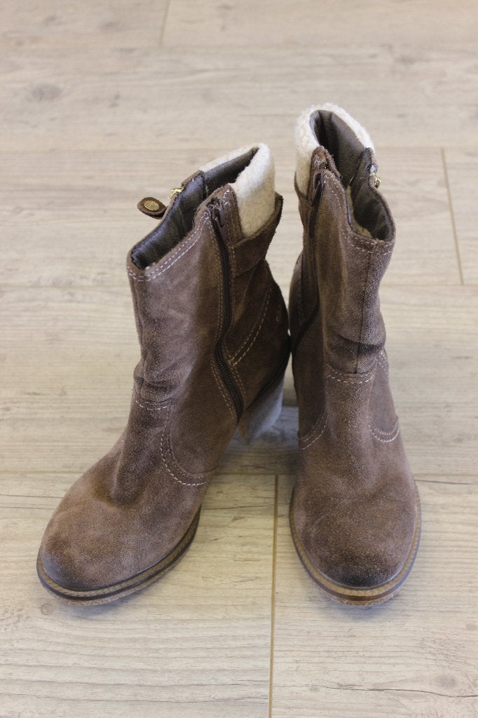 No stress bruine suede enkel laarsjes maat 39, Bruin, ., No stress, Lage of Enkellaarzen