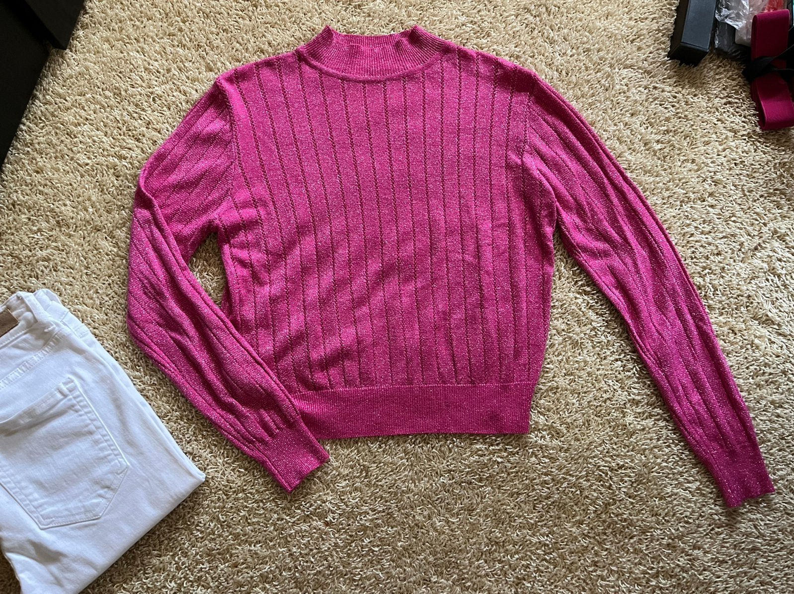 By Clara fuchsia roze glitter top/dunne trui mt. M/L, Maat 38/40 (M), Ophalen of Verzenden, Zo goed als nieuw, Lange mouw