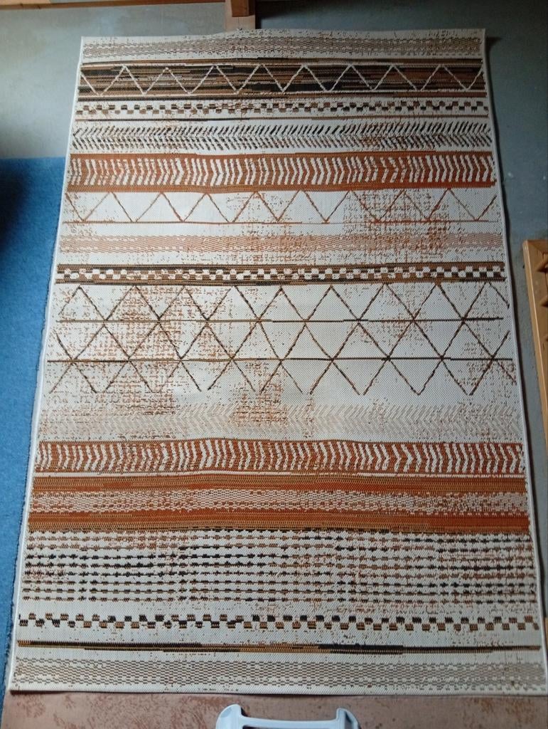 Modern Vloerkleed 160x230 cm - Bruin/Wit met Patroon, 150 tot 200 cm, 200 cm of meer, Ophalen of Verzenden, Bruin