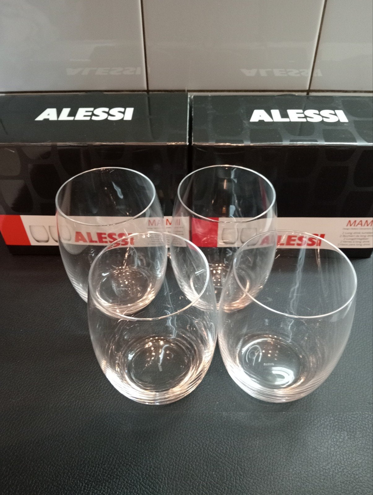 Nieuwe Alessi Mami glazen - 2 sets van 2 stuks, Ophalen of Verzenden, Nieuw, Glas, Alessi
