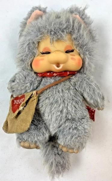 Sekiguchi Nyamy Nappy Kat Grijs Vintage Monchhichi Tas 1979