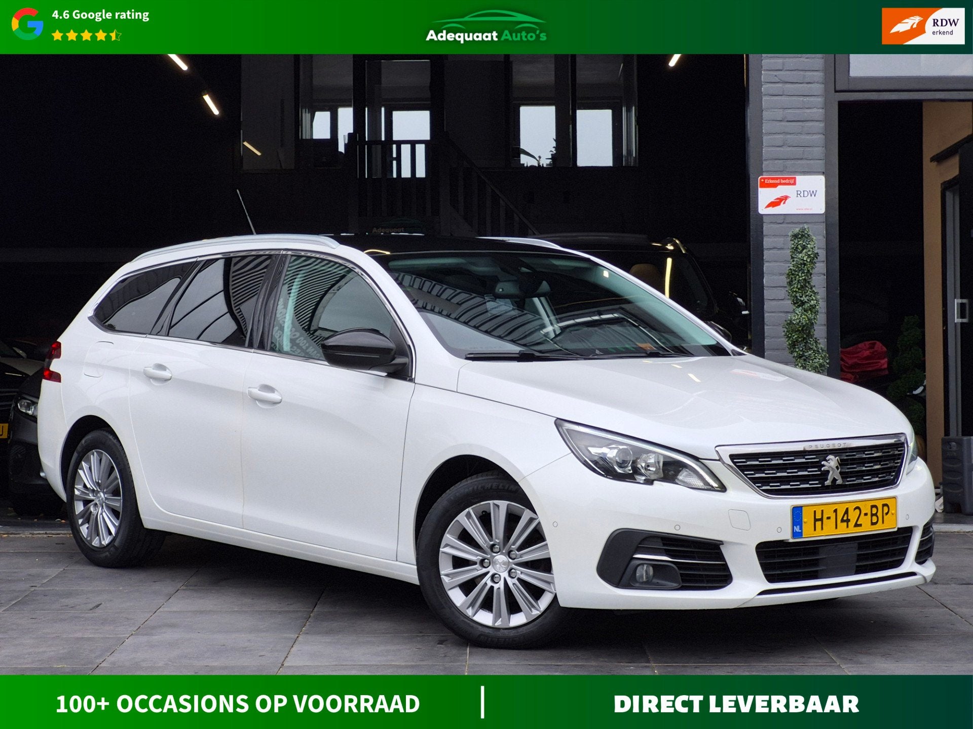 Peugeot 308 SW 1.2 PureTech Blue Lease Premium|Automaat|NAP, Gebruikt, 1199 cc, Met garantie (alle), Wit
