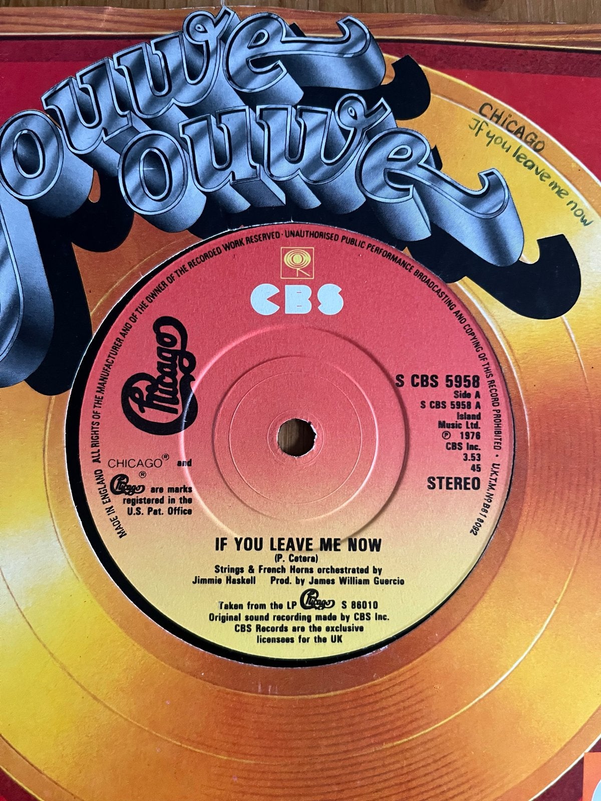 Chicago - If You Leave Me Now (7 inch vinyl single), Cd's en Dvd's, Ophalen of Verzenden, 7 inch, Pop