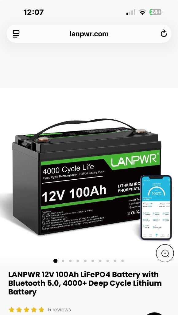 Lifepo4 LANPWR, bluetooth 100AH x2, Auto-onderdelen, Accu's en Toebehoren, Gebruikt, Ophalen