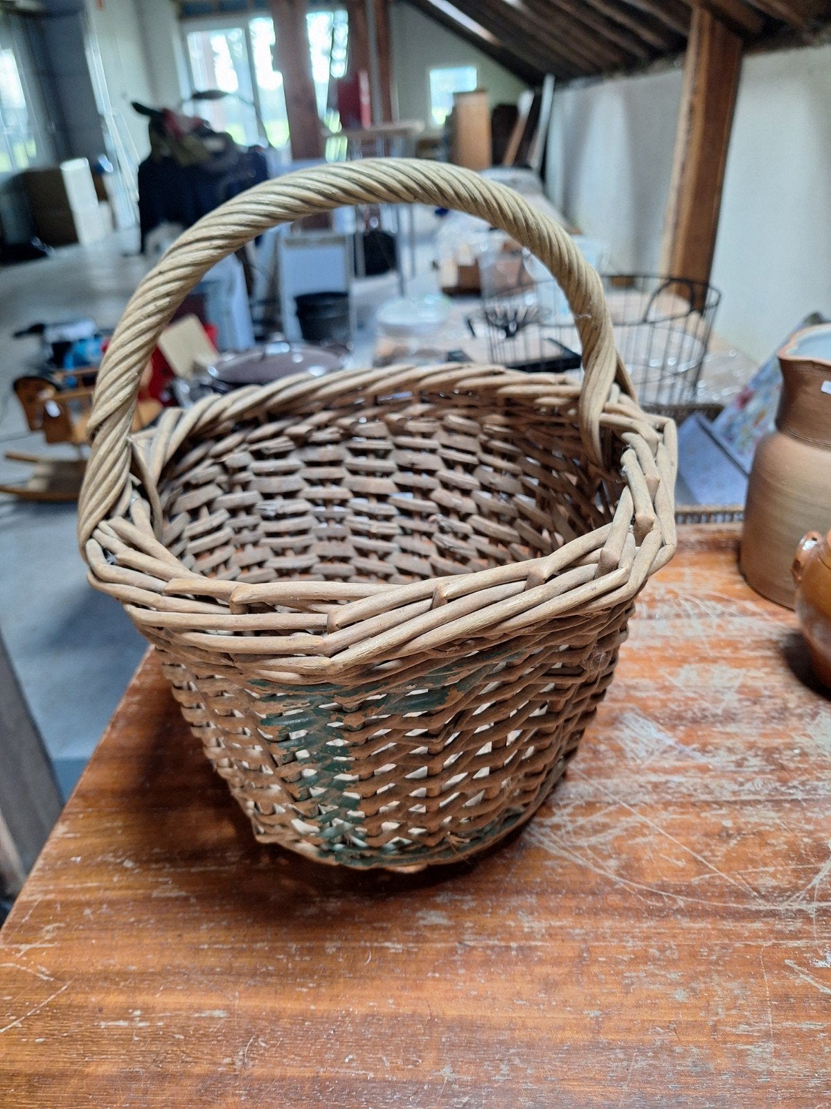 Oud Frans plukmandje, Huis en Inrichting, Ophalen, Gebruikt, Mand, Rond