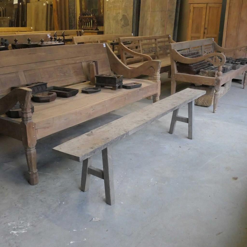 Dingklik DK2 oud hout antiek bank tafel teak landelijk tuin, Antiek en Kunst, Ophalen of Verzenden