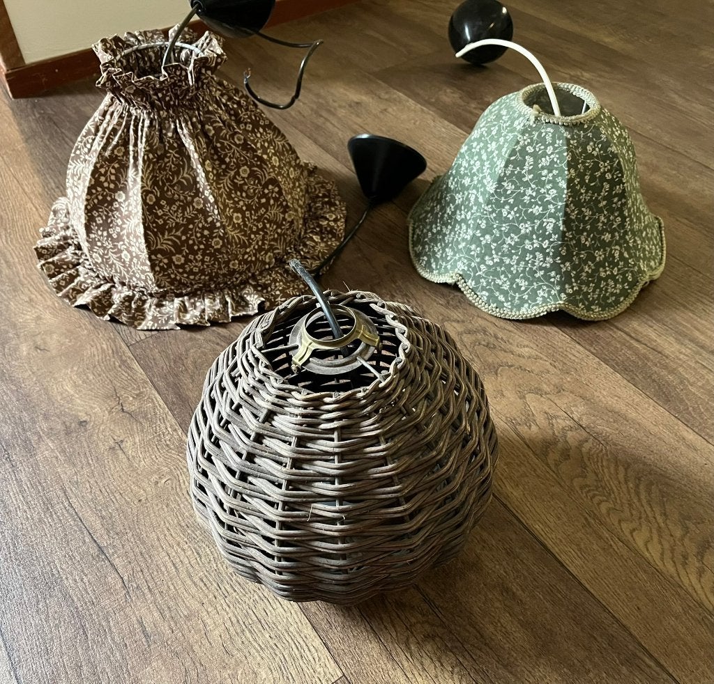 Geweldige set originele jaren 70 lampen!, Ophalen of Verzenden, Gebruikt, Natuurlijk materiaal