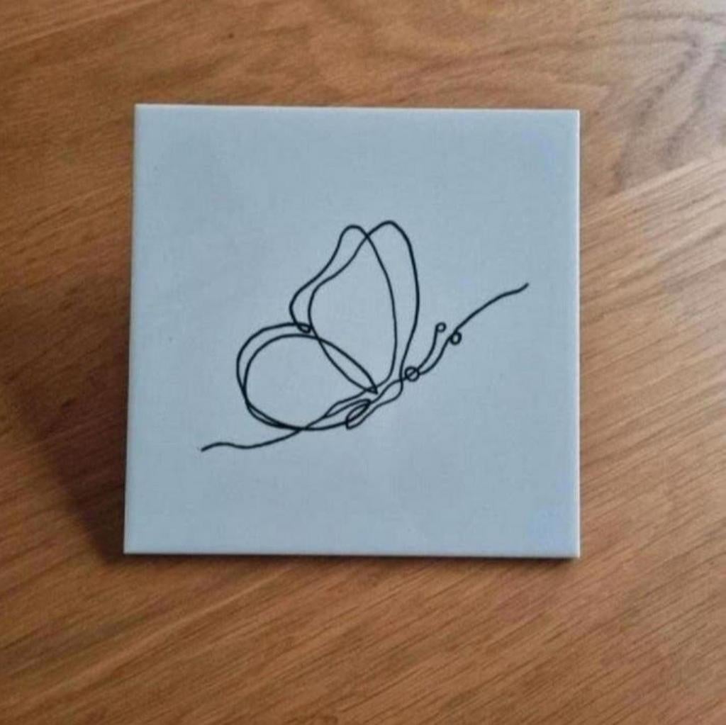 Tegeltje vlinder butterfly lijntekening lijn tekening, Ophalen of Verzenden