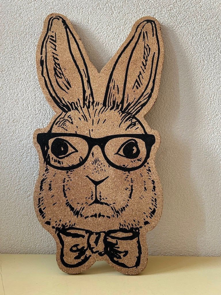 Leuk Kurken Prikbord Konijn met Bril - Wanddecoratie, Ophalen of Verzenden, Zo goed als nieuw, Wanddecoratie