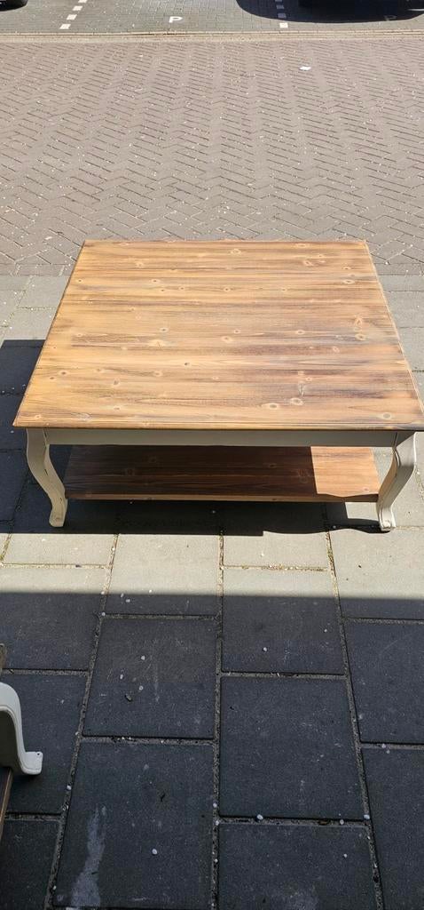Salontafel (125x125) met 2 bijzettafels (40x40), Gebruikt, Vierkant, Ophalen of Verzenden, Minder dan 50 cm