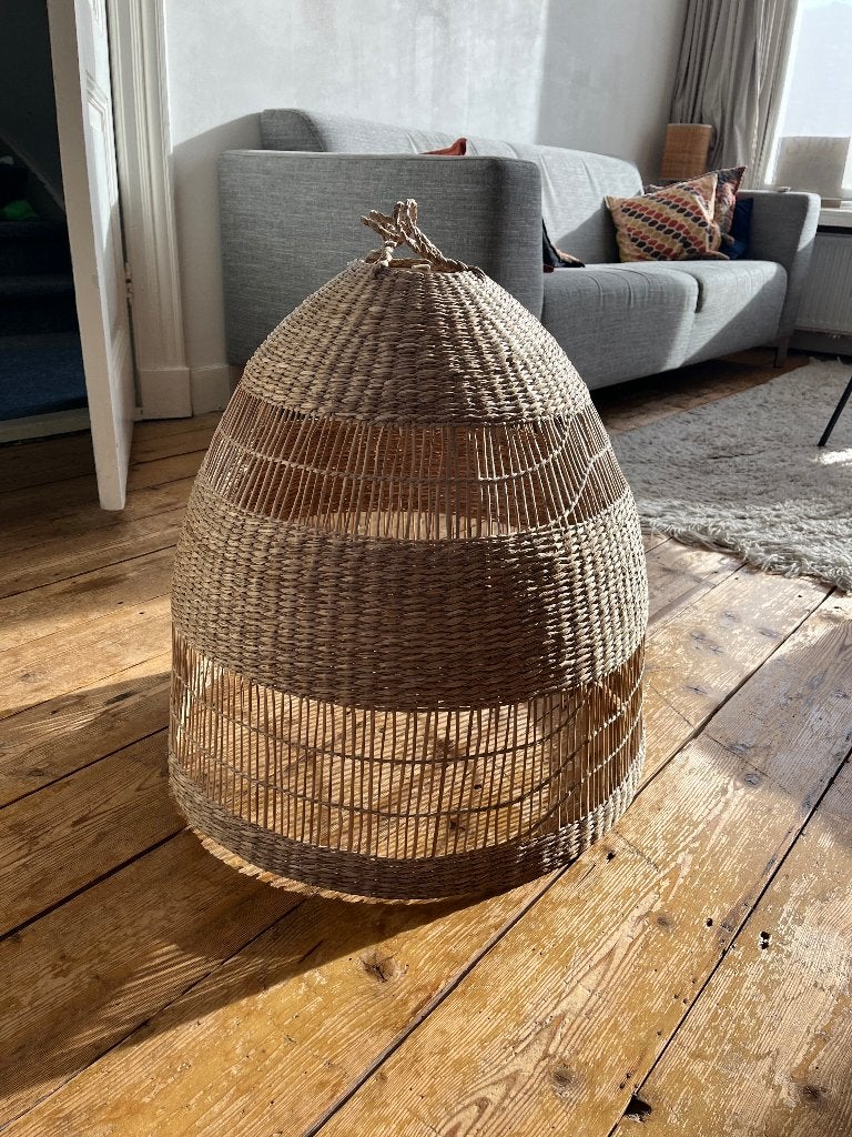 Rieten lampenkap, Ophalen, Zo goed als nieuw, Natuurlijk materiaal, E27 (groot)