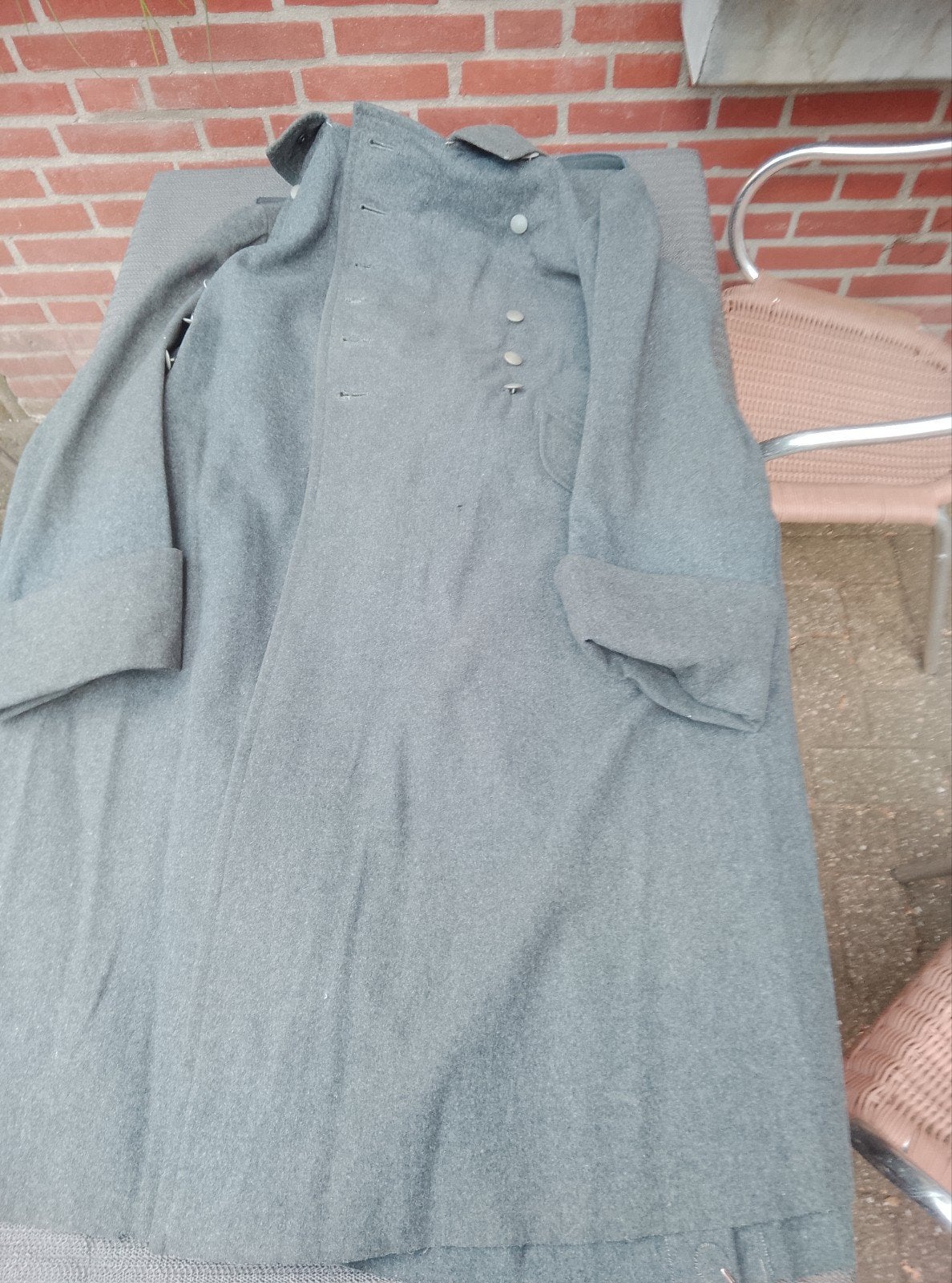 Originele Duitse lange jas WO2 - Militaire overjas, Ophalen of Verzenden