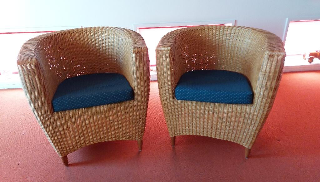 2 Rieten fauteuils, Ophalen, Gebruikt, Minder dan 75 cm, Riet of Rotan