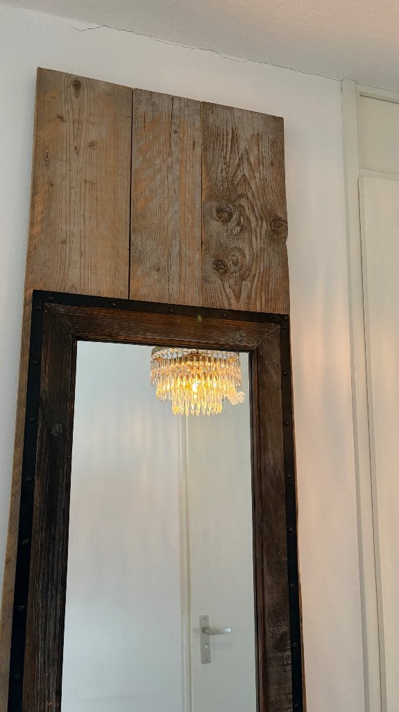 Spiegel op stijger hout, Ophalen, 200 cm of meer, Zo goed als nieuw, Rechthoekig