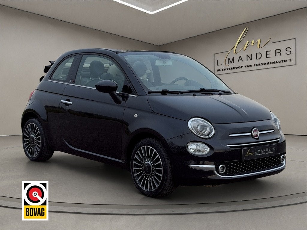 Fiat 500C 1.2 Lounge 2018 ZWART | Cabriolet | Stoelverwarmin, Auto's, Keurmerk '100% Onderhouden', Gebruikt, 4 cilinders, Cabriolet