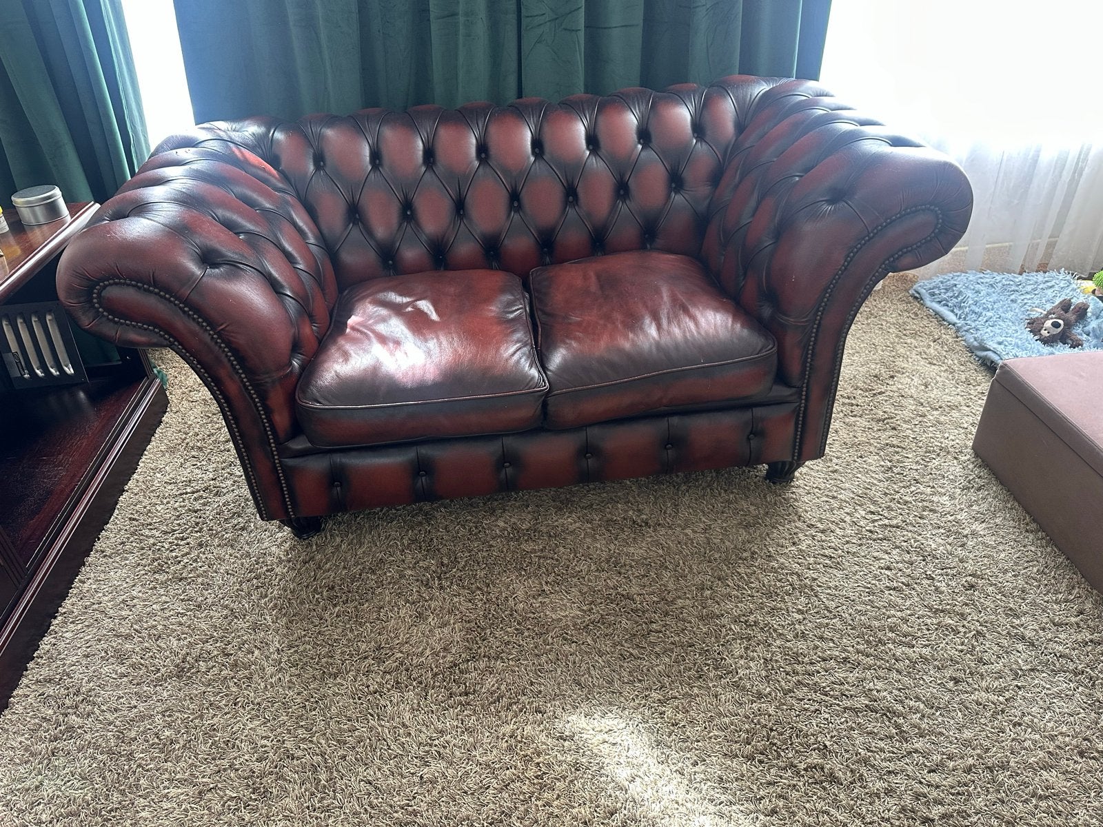 Chesterfield 2-zits bank van Springvale Leather, Ophalen, Gebruikt, 150 tot 200 cm, Tweepersoons