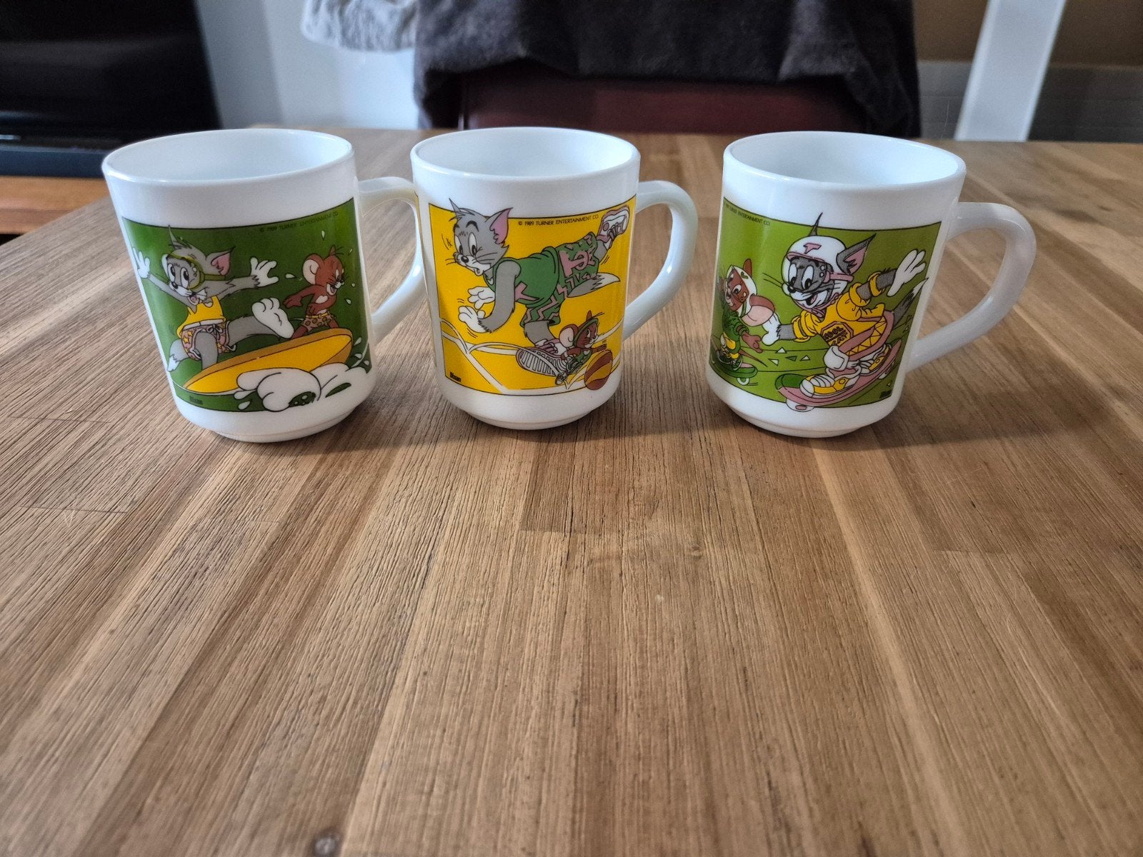 Vintage Tom & Jerry Mokken - Set van 3 Arcopal France, Gebruikt, Overige merken, Vintage, Glas